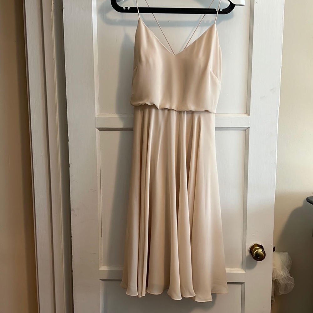 **NWT** Jenny Yoo Women's Sienna V-Neck Spaghetti Strap Short Chiffon Dress